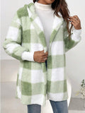 Plaid Long Sleeve Hooded Coat 