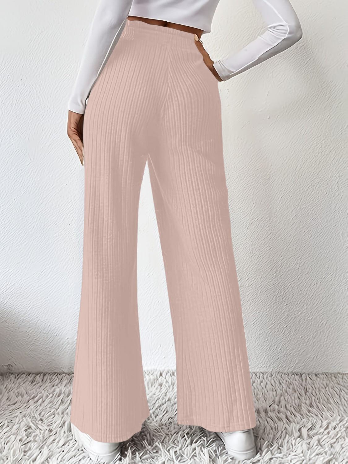 Ribbed High Waist Pants Flares