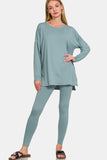 Zenana Full Size Brushed Microfiber Top and Leggings Lounge Set 