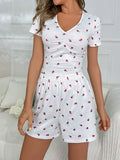 Ivy Lane Floral Ruched T-Shirt and Shorts Lounge Set 