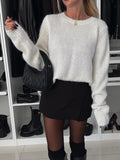 Bow Slit Back Round Neck Sweater 