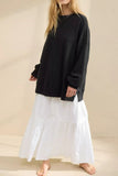 Side Slit Round Neck Long Sleeve Sweatshirt 