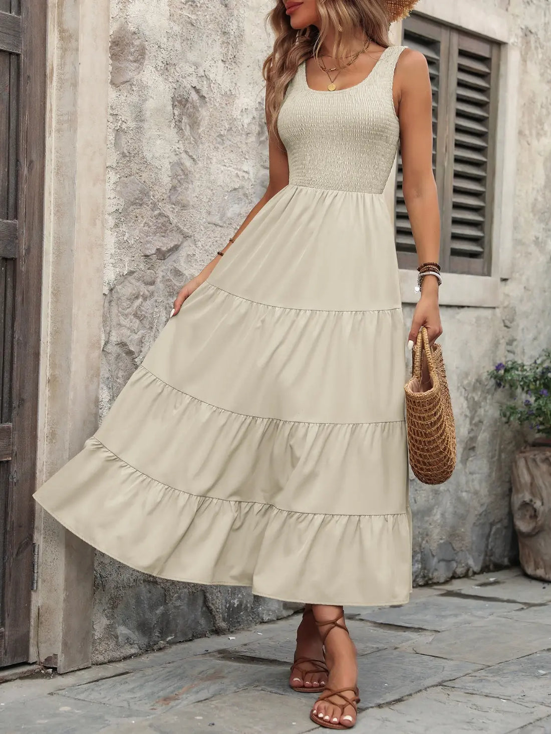 Ivy Lane Smocked Scoop Neck Sleeveless Tank Dress dress