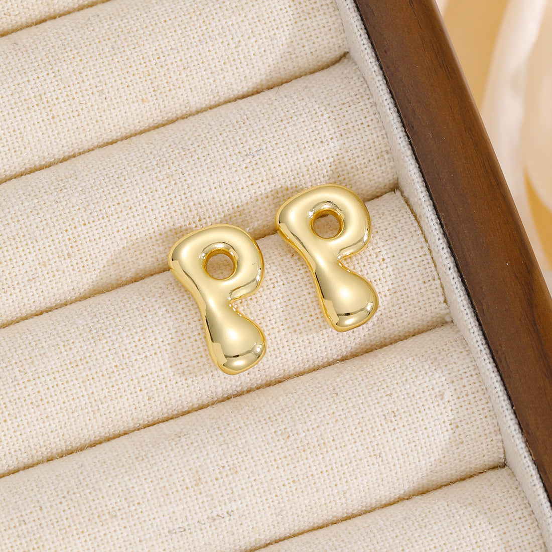 18K Gold-Plated Bubble Letter Stud Earrings 