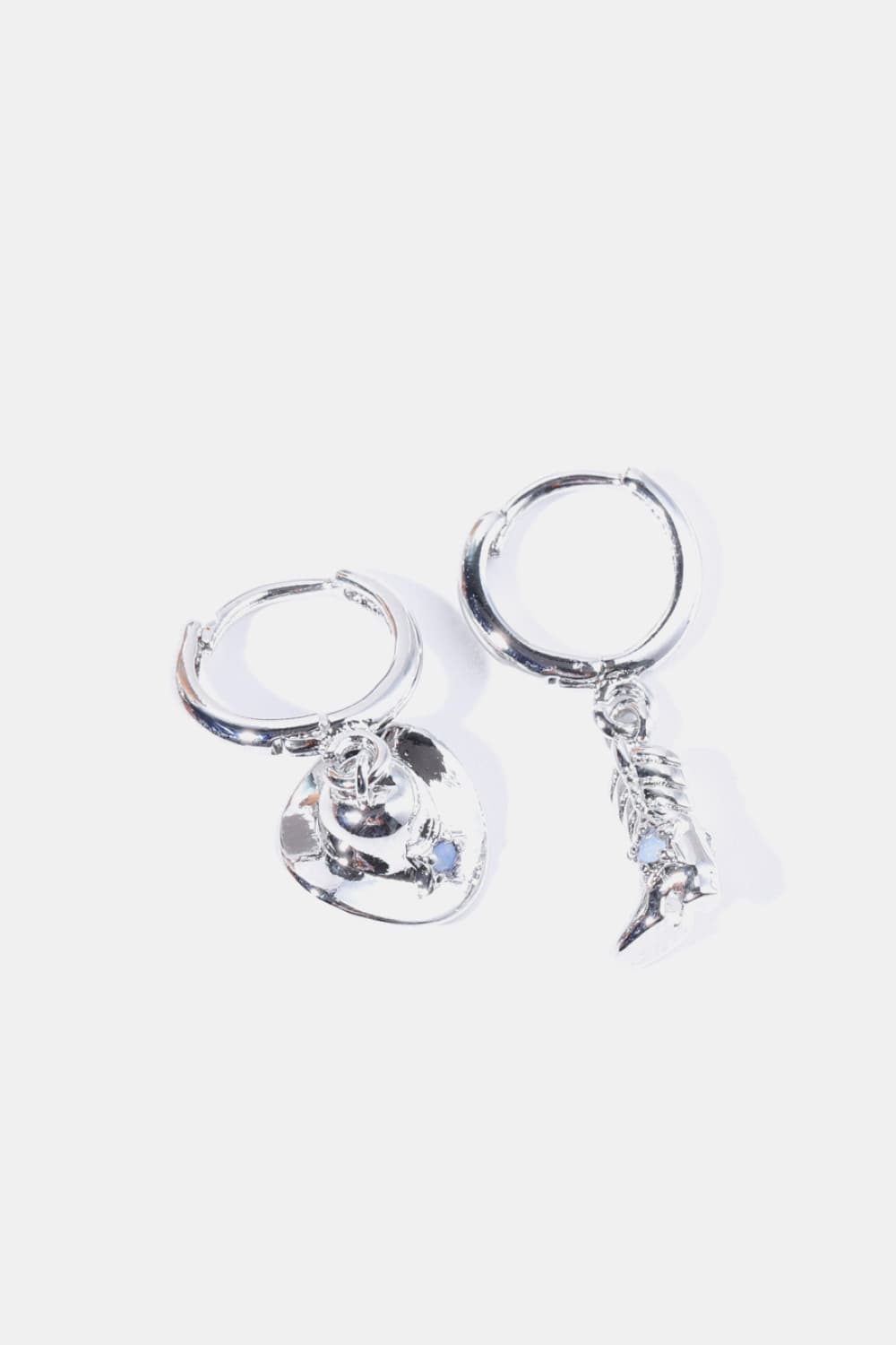 Hat & Boot Shape Asymmetrical Copper 14K Gold Plated Earrings 