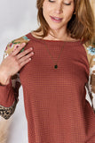 Hailey & Co Full Size Leopard Waffle-Knit Blouse 