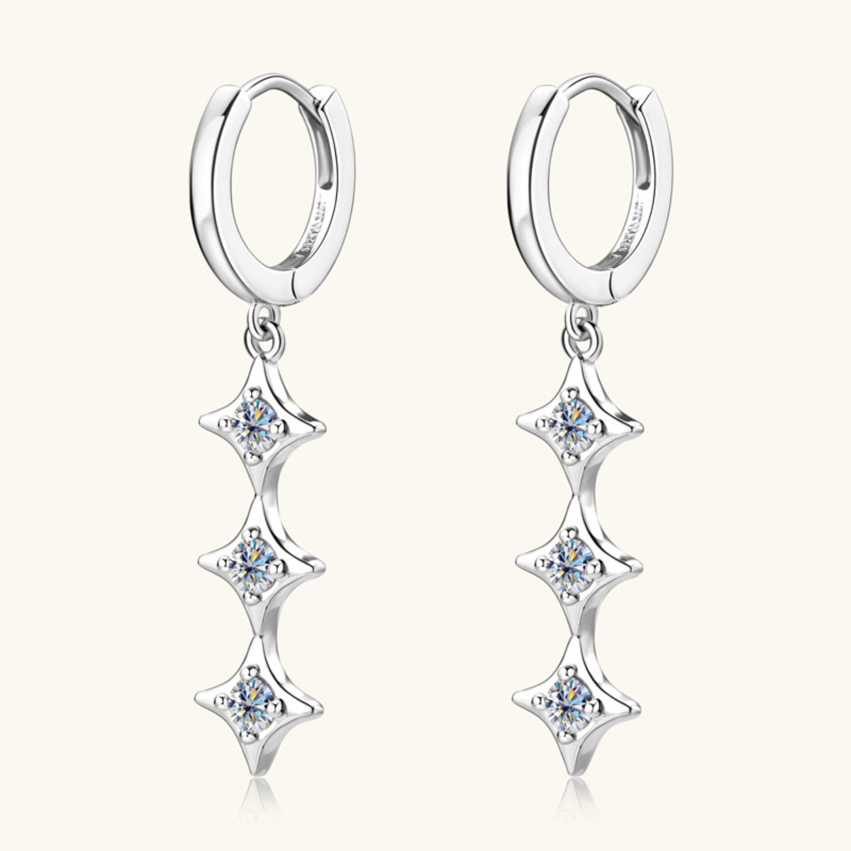 Moissanite 925 Sterling Silver Geometric Shape Earrings 