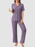 Button Down Long Sleeve Top and Pants Lounge Set Lingerie & Nightwear