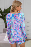 Round Neck Printed Top and Shorts Lounge Set Lingerie & Nightwear