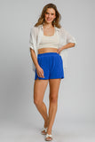 Umgee Floral Elastic Waist Jacquard Shorts with Pockets 