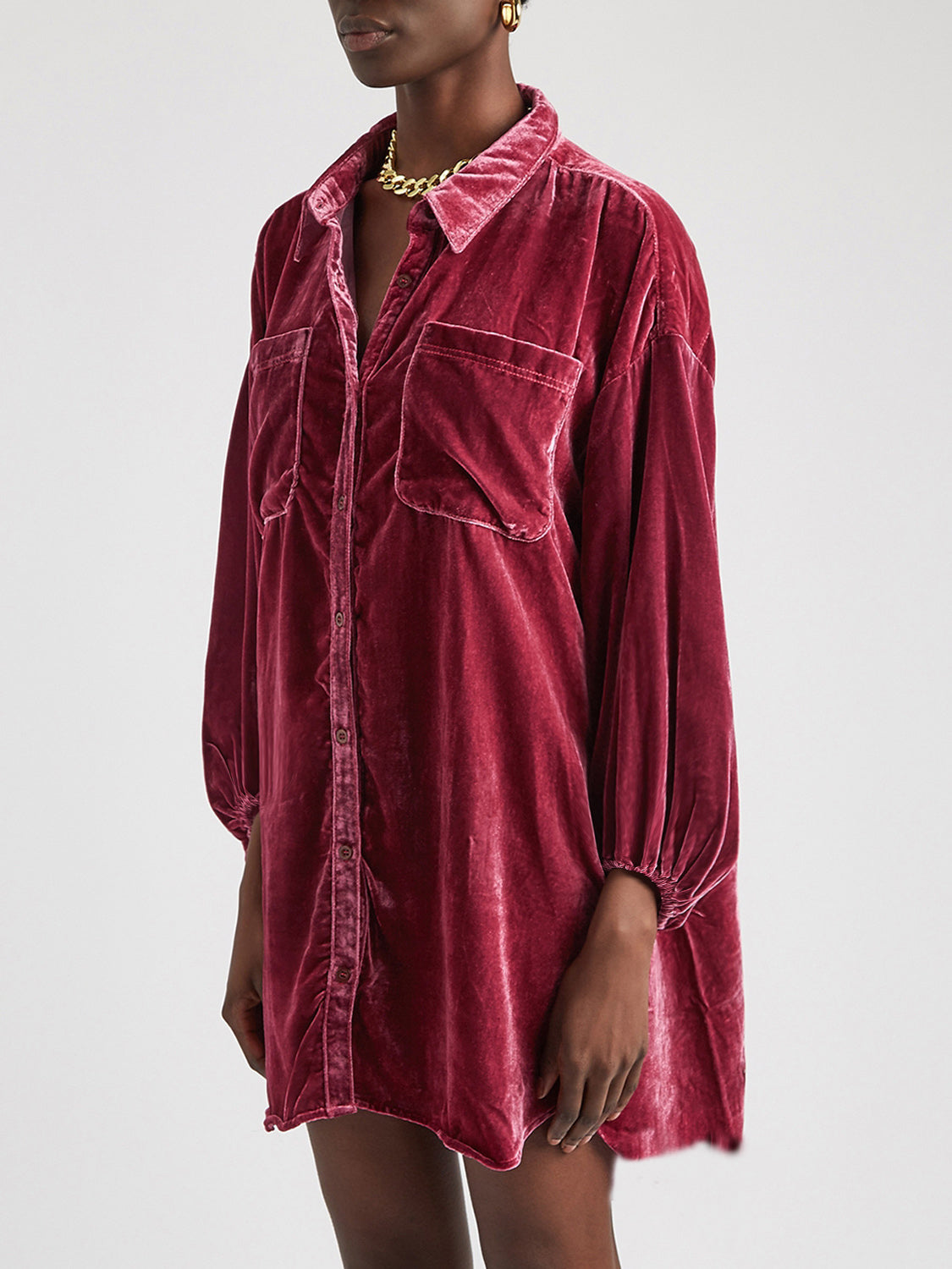 Collared Neck Button Down Long Sleeve Shirt 