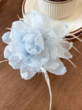 Feather Trim Flower Shape Hair Claw Clip 