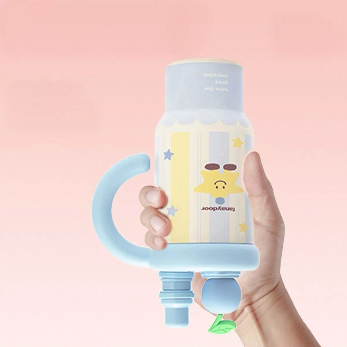 Colorful Cartoon Water Bottles with Straw and Handle 