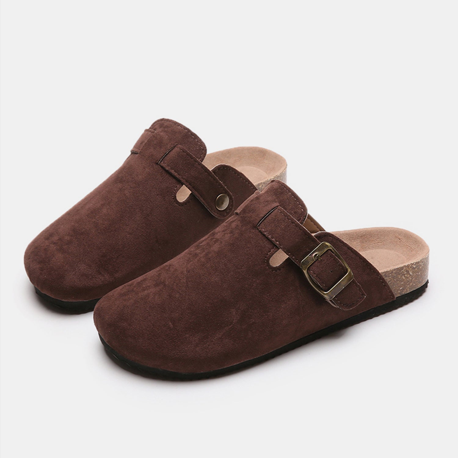 Suede Closed Toe Buckle Slide 
