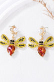 Natural Stone Bee Dangle Earrings 