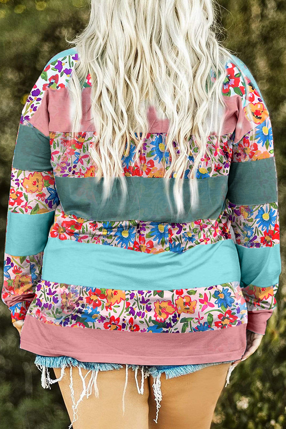 Plus Size Striped Slit Long Sleeve T-Shirt 