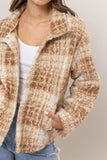 HYFVE Plaid Collared Neck Boucle Jacket with Pockets 