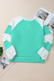 Plus Size Exposed Seam Color Block Long Sleeve Sweatshirt 