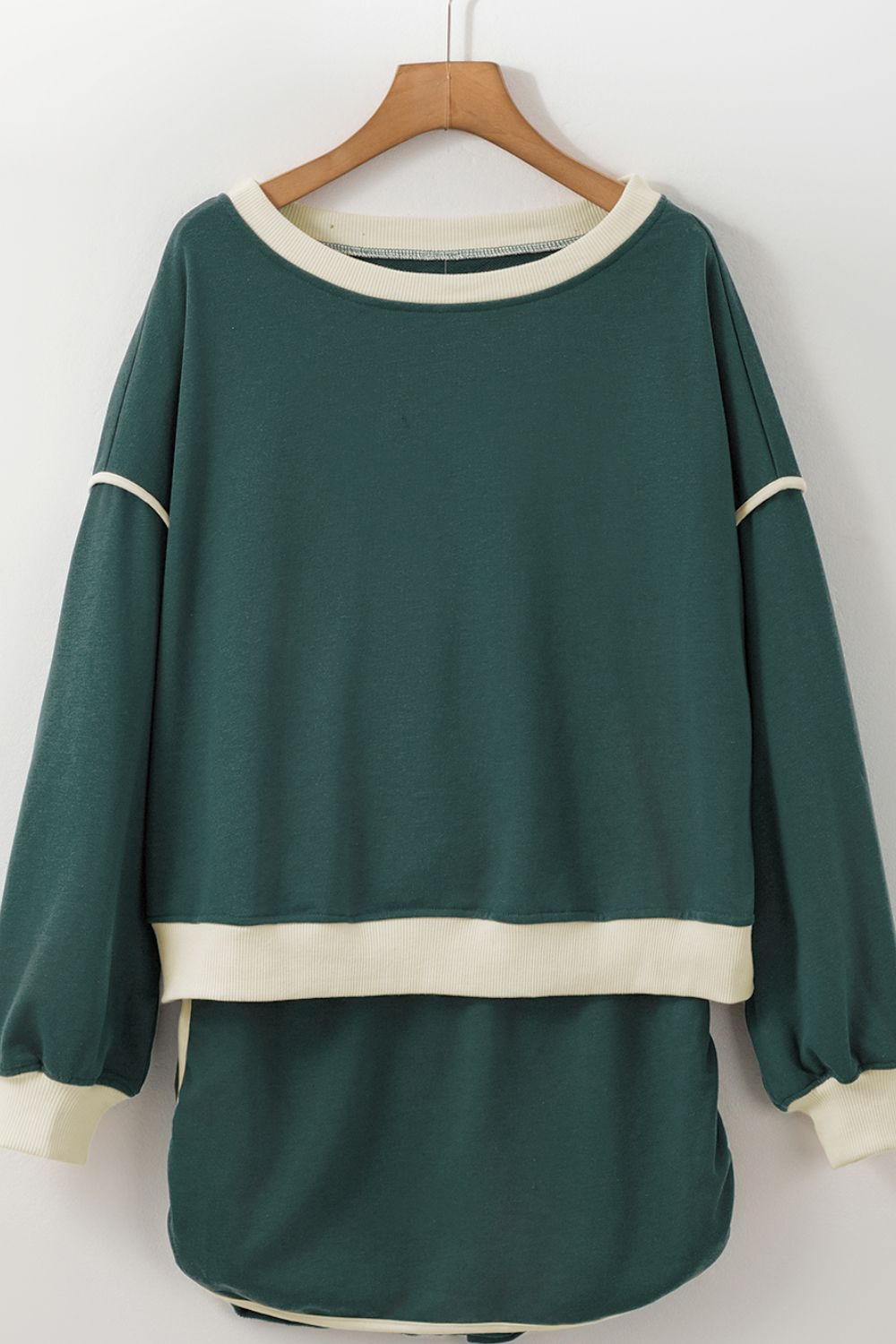 Contrast Trim Round Neck Top and Skort Set 