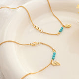 Titanium Steel Wing Shape Charm Anklet Bracelet 