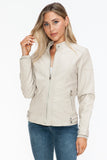 Snobbish Faux Leather Biker Jacket with Side Zip Pockets 