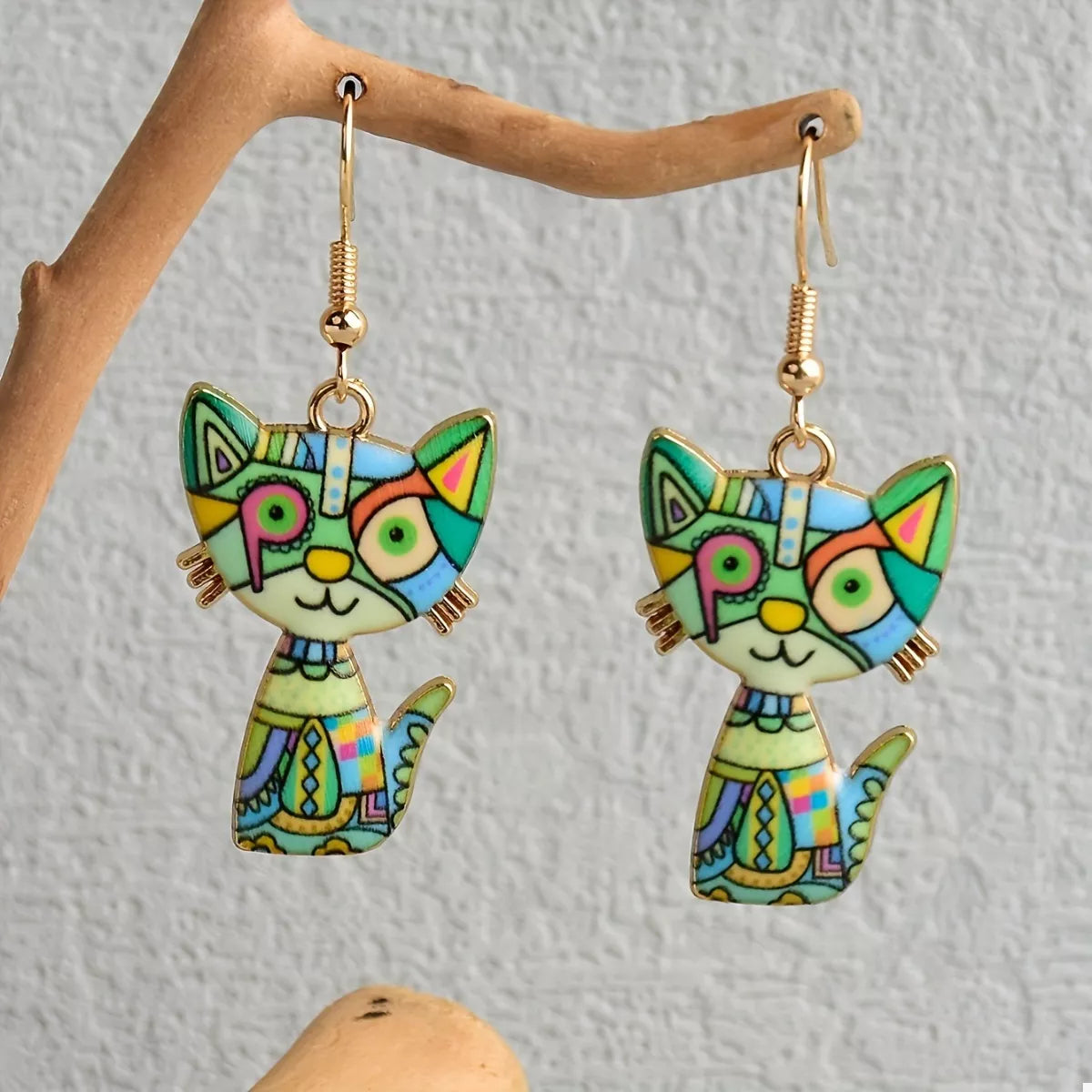 Colorful Cat Dangle Earrings 
