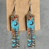 Square Shape Wooden Dangle Earrings 