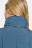 Zenana Zip Up Cropped Puffer Vest with Pockets 