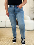 Judy Blue Full Size Mid Rise Rigid Magic Release Hem Jeans 