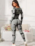 Scoop Neck Long Sleeve Active Jumpsuit 