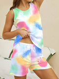 Printed Round Neck Top and Shorts Lounge Set Lingerie & Nightwear