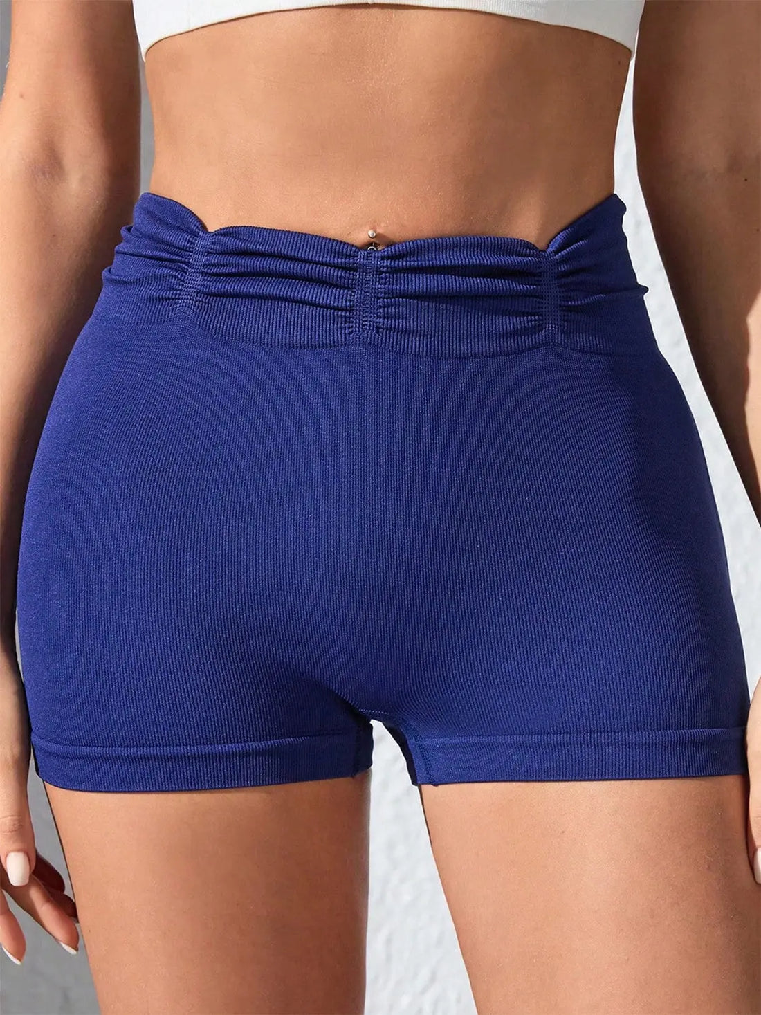 Ruched High Waist Active Shorts 