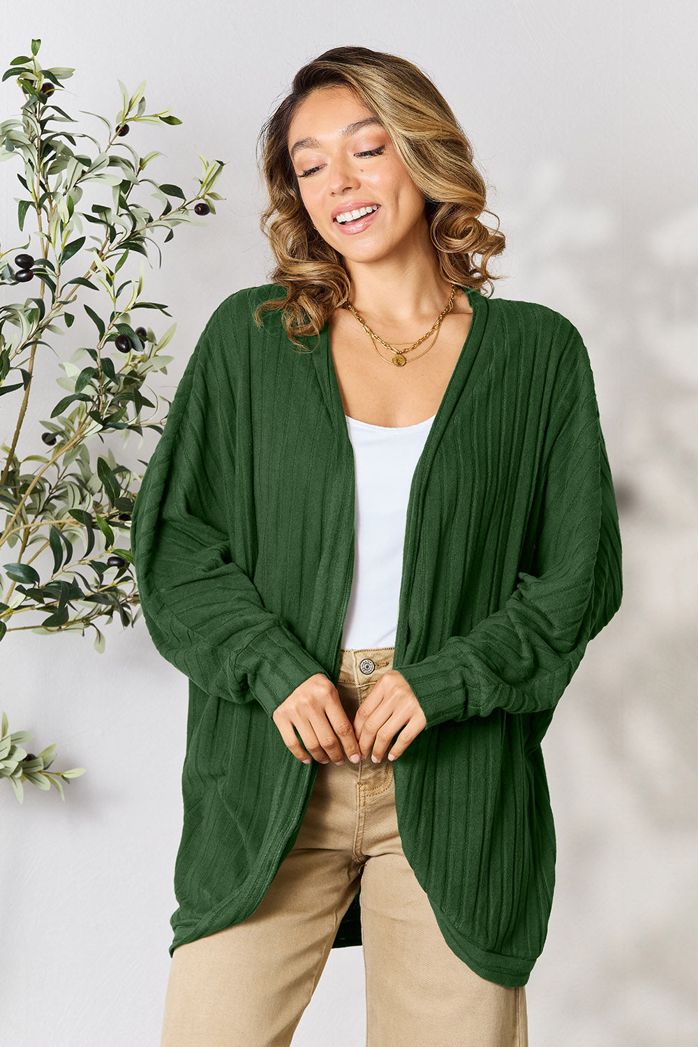 Basic Bae Full Size Ribbed Cocoon Cardigan 