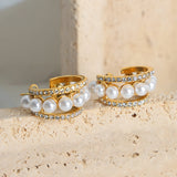 Pearl Titanium Steel C-Hoop Earrings 