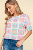 Haptics Flower Print Round Neck Short Sleeve T-Shirt 
