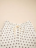 Polka Dot Notched Long Sleeve Top and Drawstring Joggers Lounge Set 