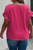 Plus Size Ruffled Round Neck Short Sleeve Blouse 