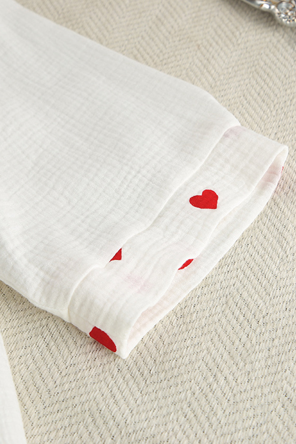 Basic Bae Heart Collared Neck Button Down Top and Shorts Set 