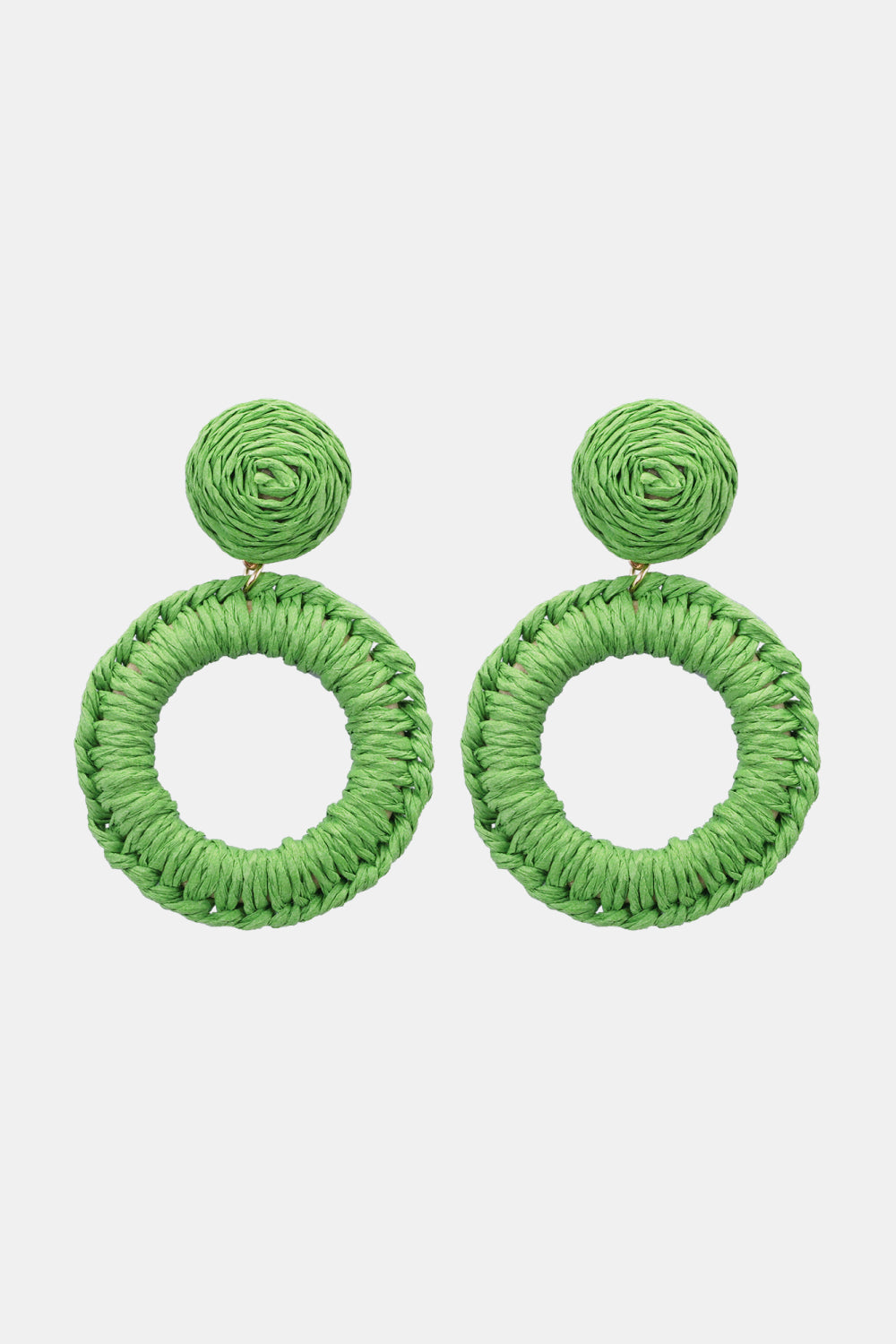 Round Shape Raffia Grass Dangle Earrings 