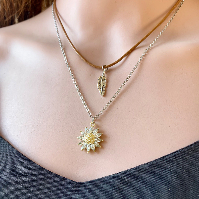 Sunflower Pendant Necklace Set 