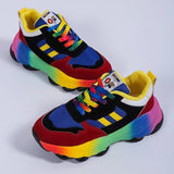 Lace-Up Mesh Round Toe Platform Sneakers 