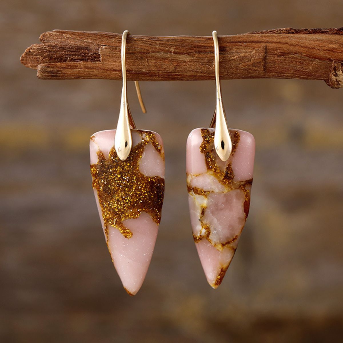 Natural Stone Geometric Shape Earrings 