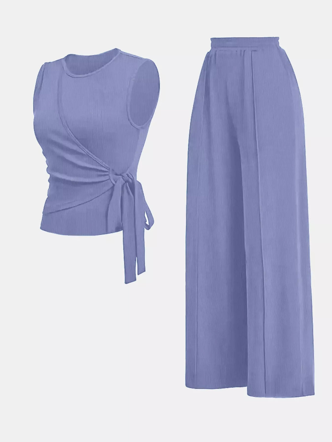Side Tie Round Neck Tank and Pants Set Two Piece Dresses