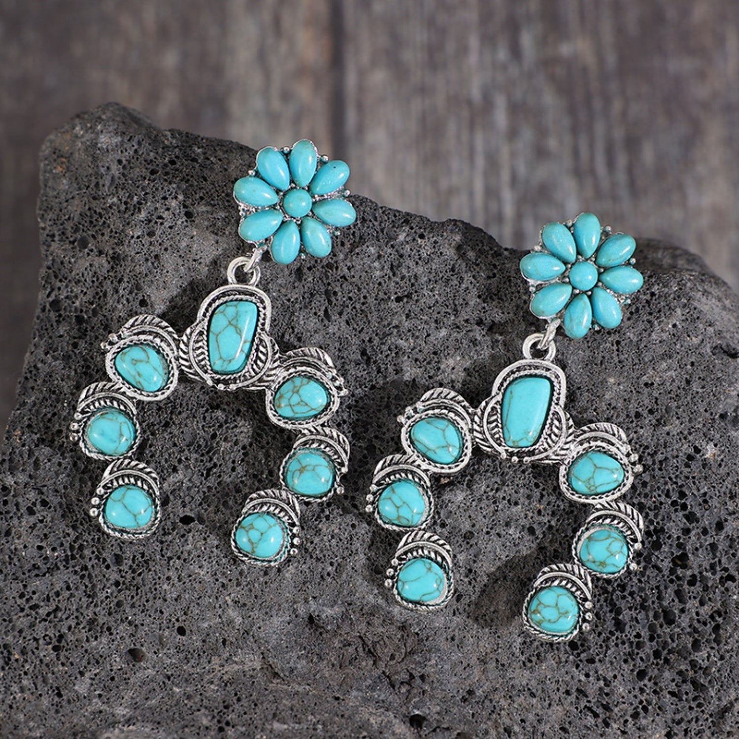 Artificial Turquoise Alloy Dangle Earrings 