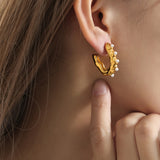 Synthetic Pearl 18K Gold-Plated Earrings 