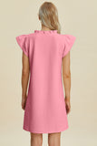 Double Take Full Size Ruffled V-Neck Cap Sleeve Dress 