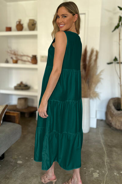 FAM-FAM V-Neck Sleeveless Midi Tiered Dress Dresses
