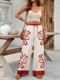 Floral Drawstring Wide Leg Pants 