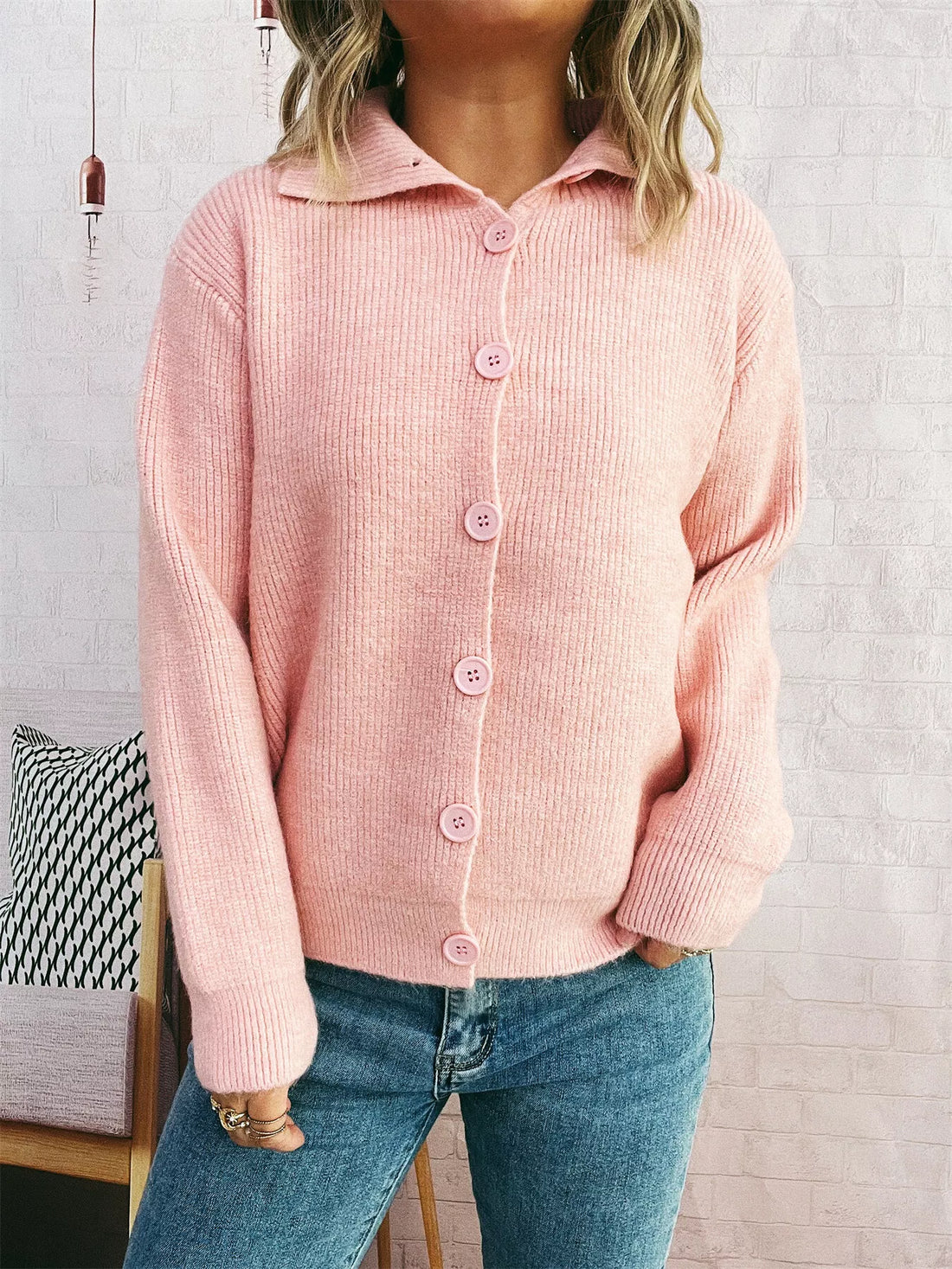 Ribbed Button-Up Cardigan 