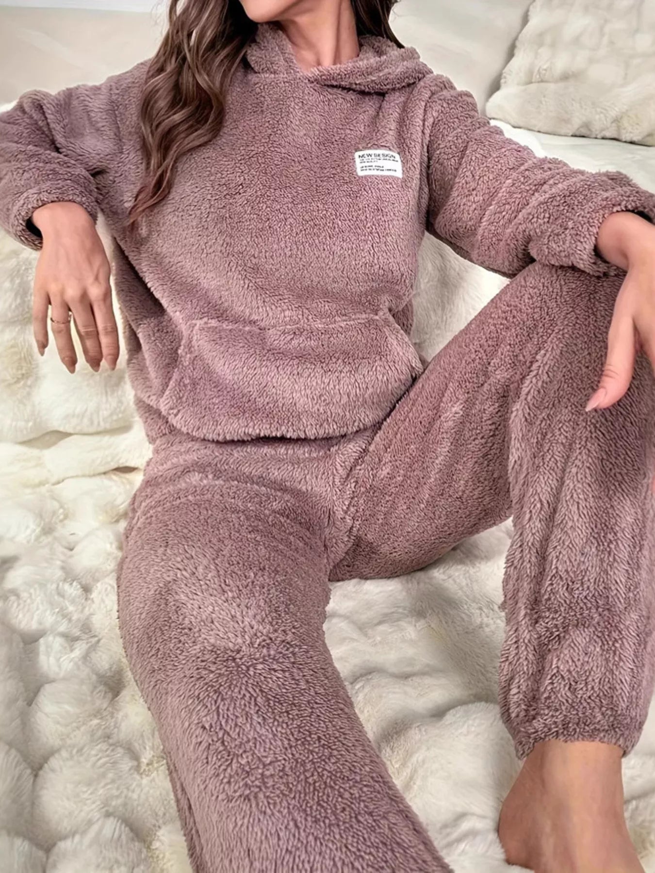 Kangaroo Pocket Long Sleeve Hoodie and Pants Lounge Set Lingerie & Nightwear